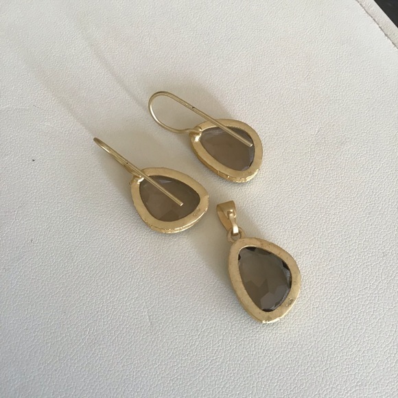 sterling silver Gold Overlay Brown Topaz Necklace & Earrings set - Picture 5 of 8